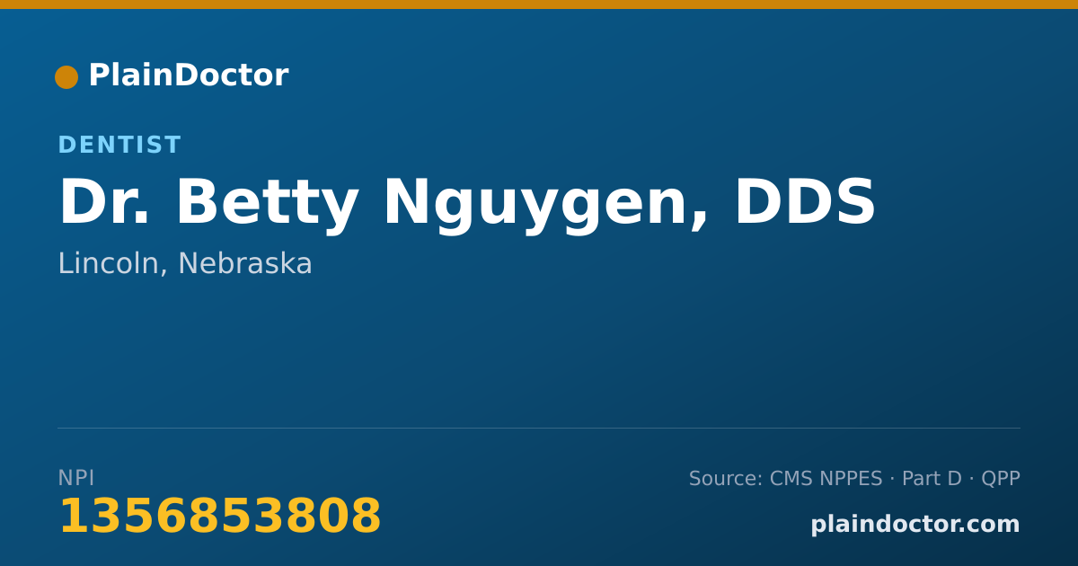 Shareable card for Betty Nguygen, DDS - Dentist, Lincoln, NE