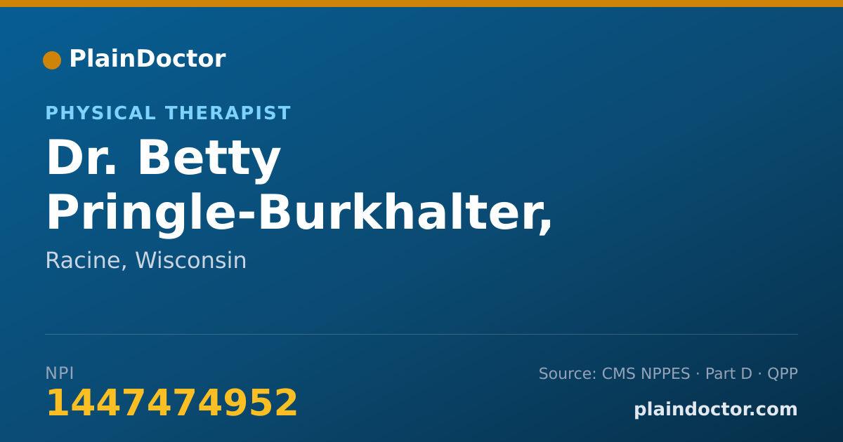 Shareable card for Betty Pringle-Burkhalter, P.T. - Physical Therapist, Racine, WI