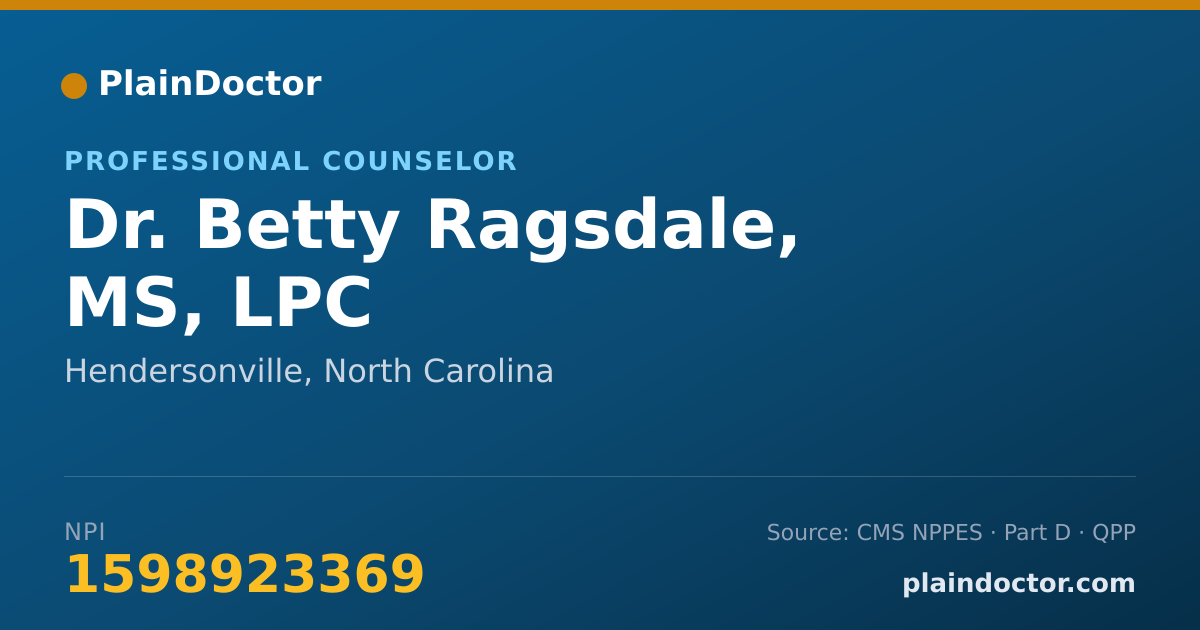 Shareable card for Betty Ragsdale, MS, LPC - Professional Counselor, Hendersonville, NC