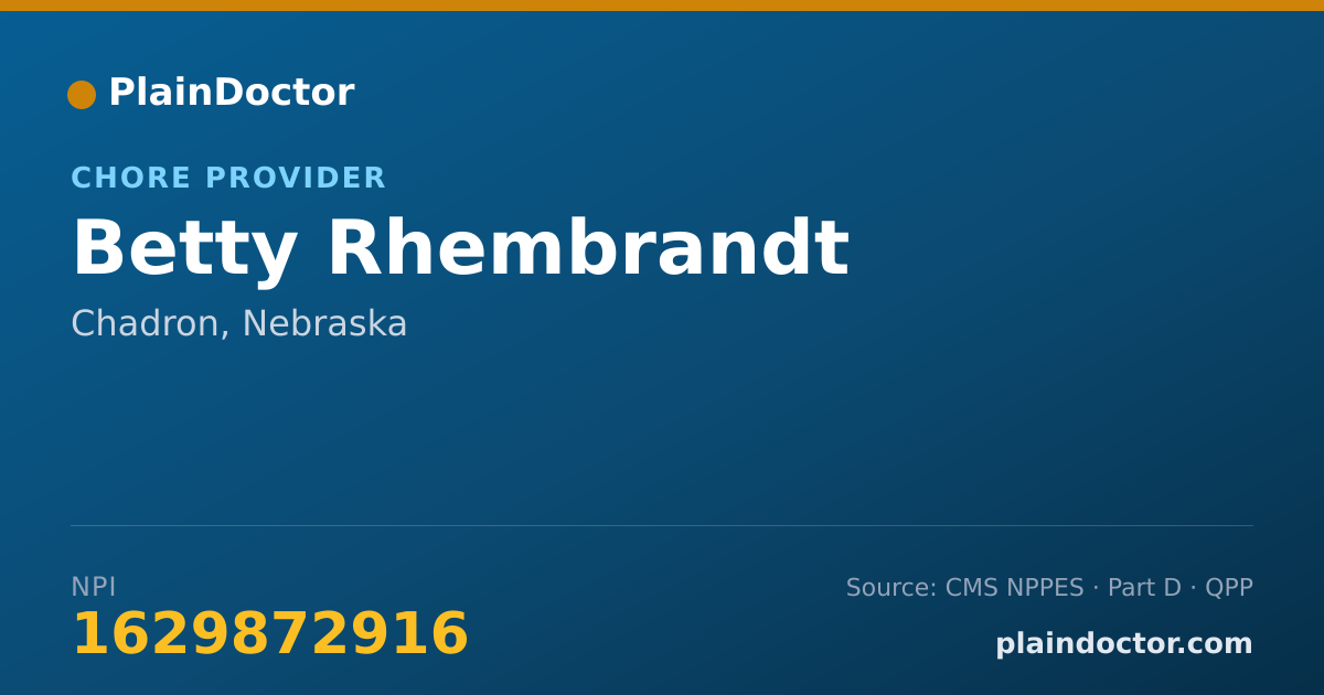 Shareable card for Betty Rhembrandt - Chore Provider, Chadron, NE