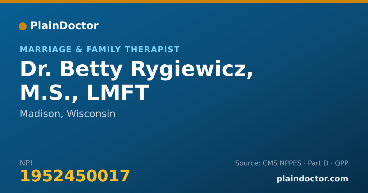 Shareable card for Betty Rygiewicz, M.S., LMFT - Marriage & Family Therapist, Madison, WI
