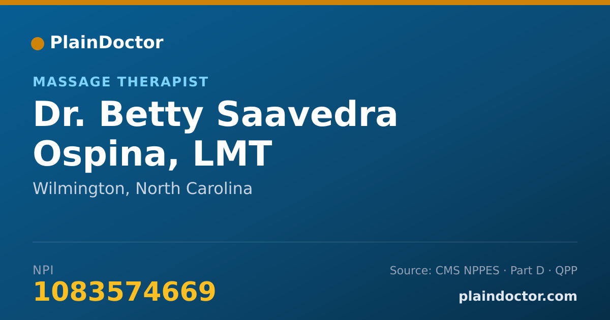 Shareable card for Betty Saavedra Ospina, LMT - Massage Therapist, Wilmington, NC