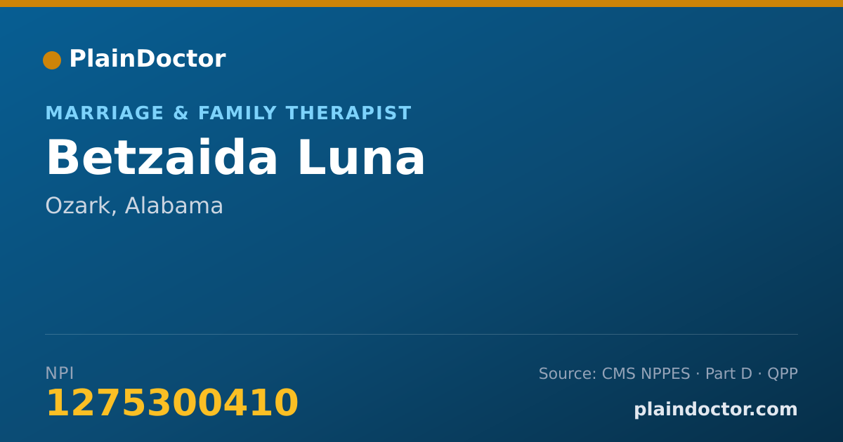 Shareable card for Betzaida Luna - Marriage & Family Therapist, Ozark, AL
