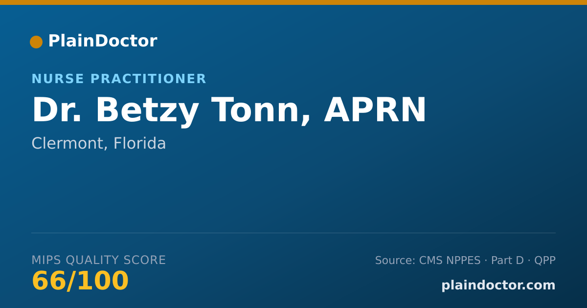 Shareable card for Betzy Tonn, APRN - Nurse Practitioner, Clermont, FL