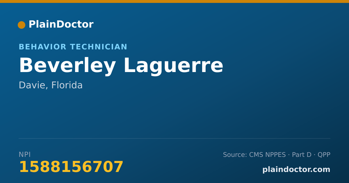 Shareable card for Beverley Laguerre - Behavior Technician, Davie, FL
