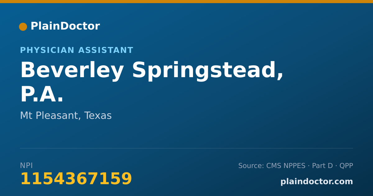 Shareable card for Beverley Springstead, P.A. - Physician Assistant, Mt Pleasant, TX