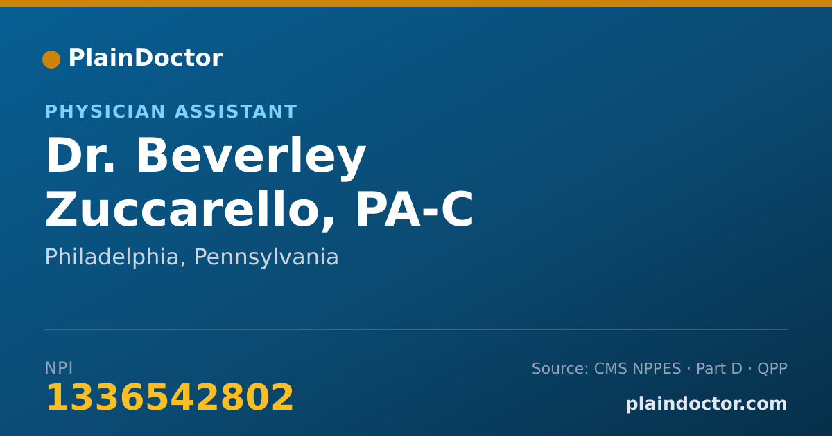Shareable card for Beverley Zuccarello, PA-C - Physician Assistant, Philadelphia, PA