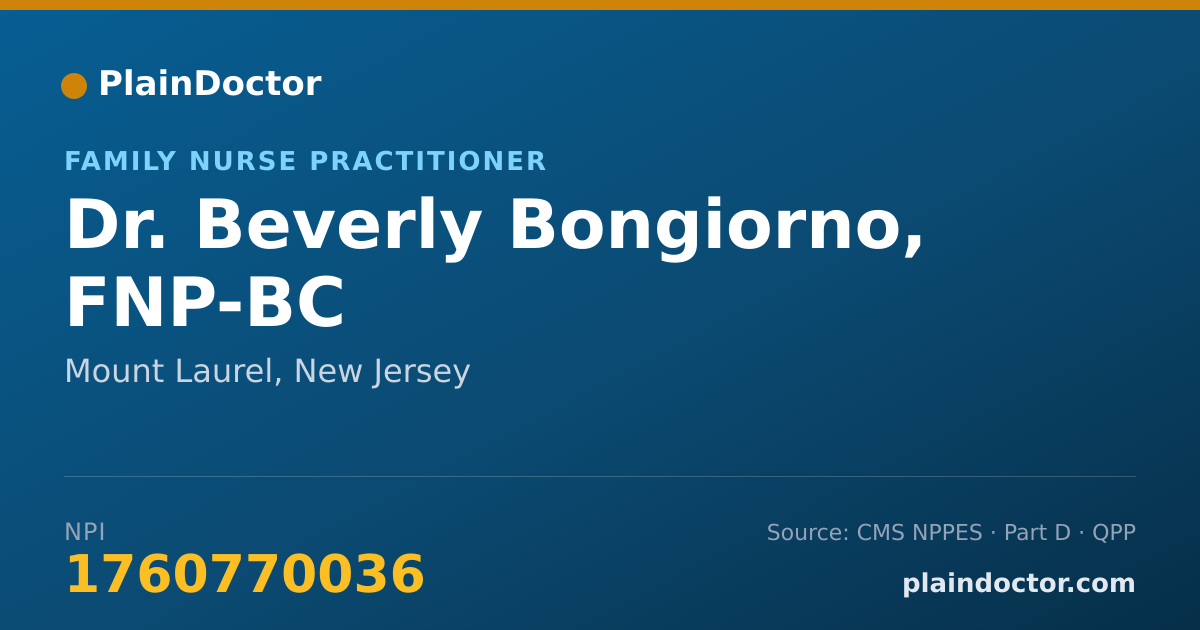 Shareable card for Beverly Bongiorno, FNP-BC - Family Nurse Practitioner, Mount Laurel, NJ