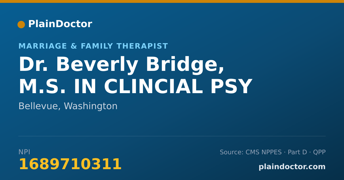 Shareable card for Beverly Bridge, M.S. IN CLINCIAL PSY - Marriage & Family Therapist, Bellevue, WA