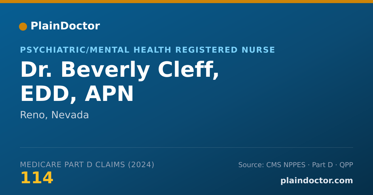 Shareable card for Beverly Cleff, EDD, APN - Psychiatric/Mental Health Registered Nurse, Reno, NV