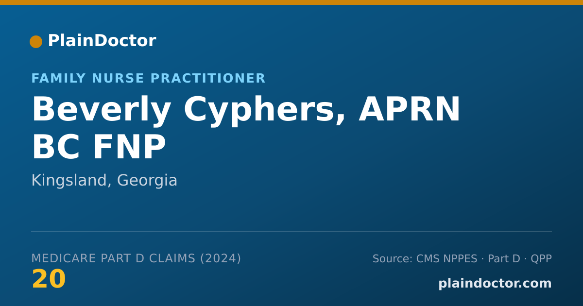 Shareable card for Beverly Cyphers, APRN BC FNP - Family Nurse Practitioner, Kingsland, GA