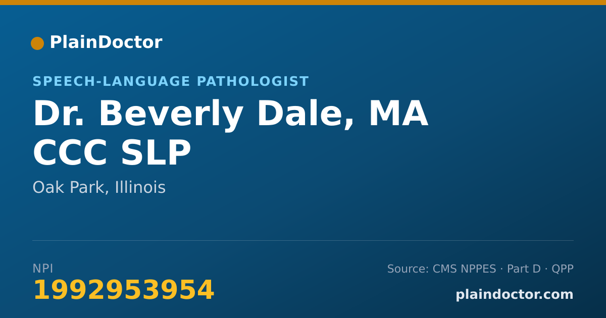 Shareable card for Beverly Dale, MA CCC SLP - Speech-Language Pathologist, Oak Park, IL