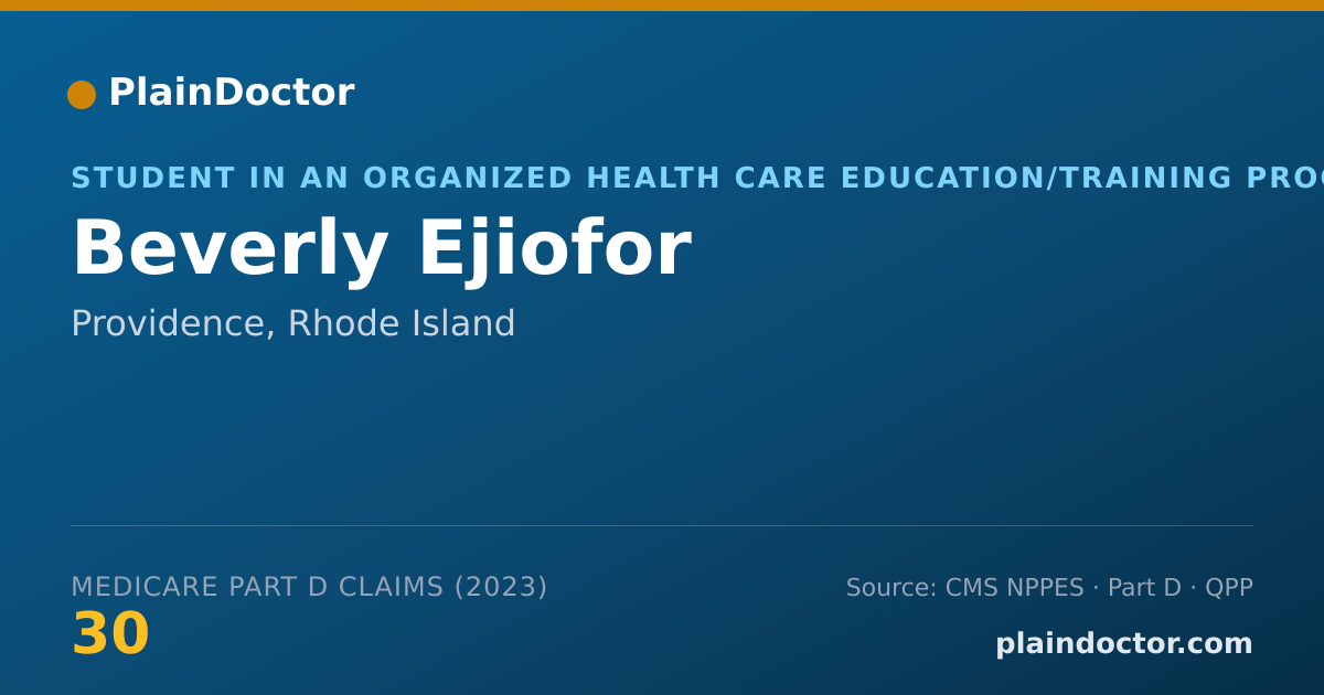 Shareable card for Beverly Ejiofor - Student in an Organized Health Care Education/Training Program, Providence, RI