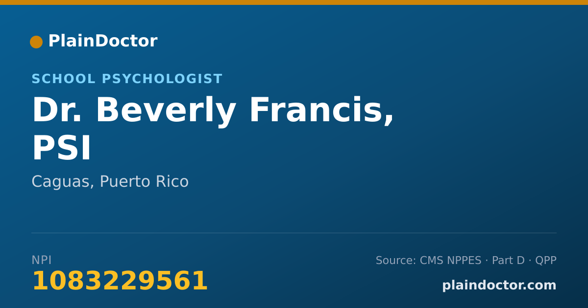 Shareable card for Beverly Francis, PSI - School Psychologist, Caguas, PR
