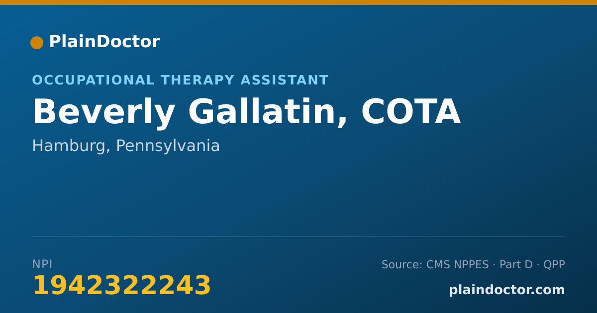 Shareable card for Beverly Gallatin, COTA - Occupational Therapy Assistant, Hamburg, PA