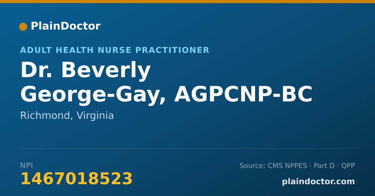 Shareable card for Beverly George-Gay, AGPCNP-BC - Adult Health Nurse Practitioner, Richmond, VA