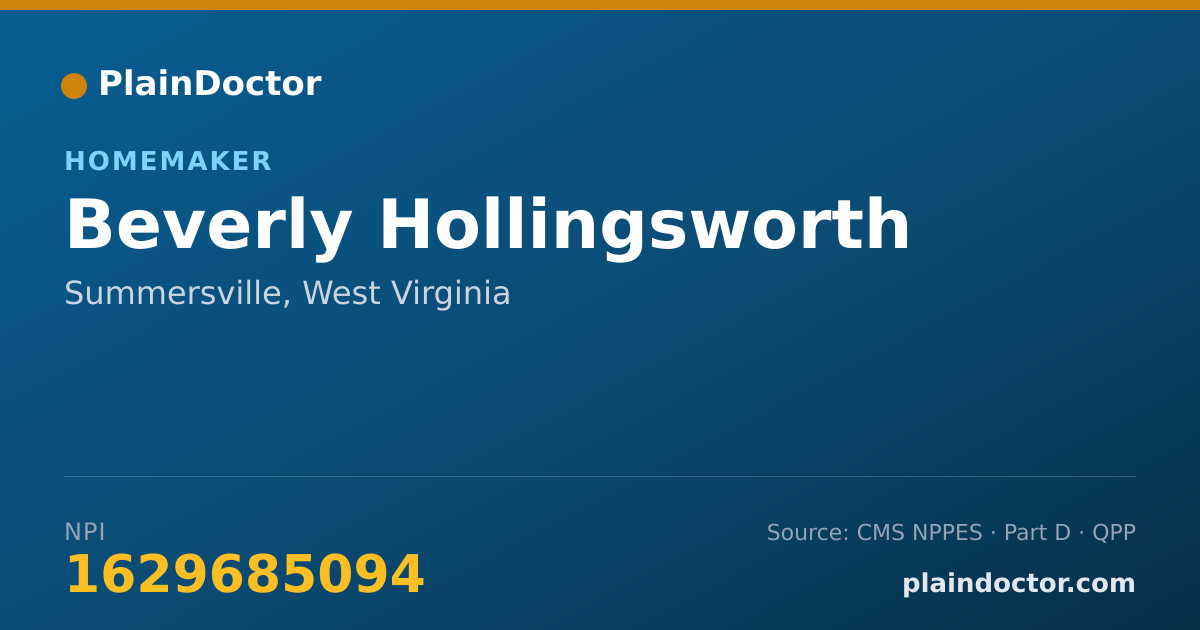 Shareable card for Beverly Hollingsworth - Homemaker, Summersville, WV