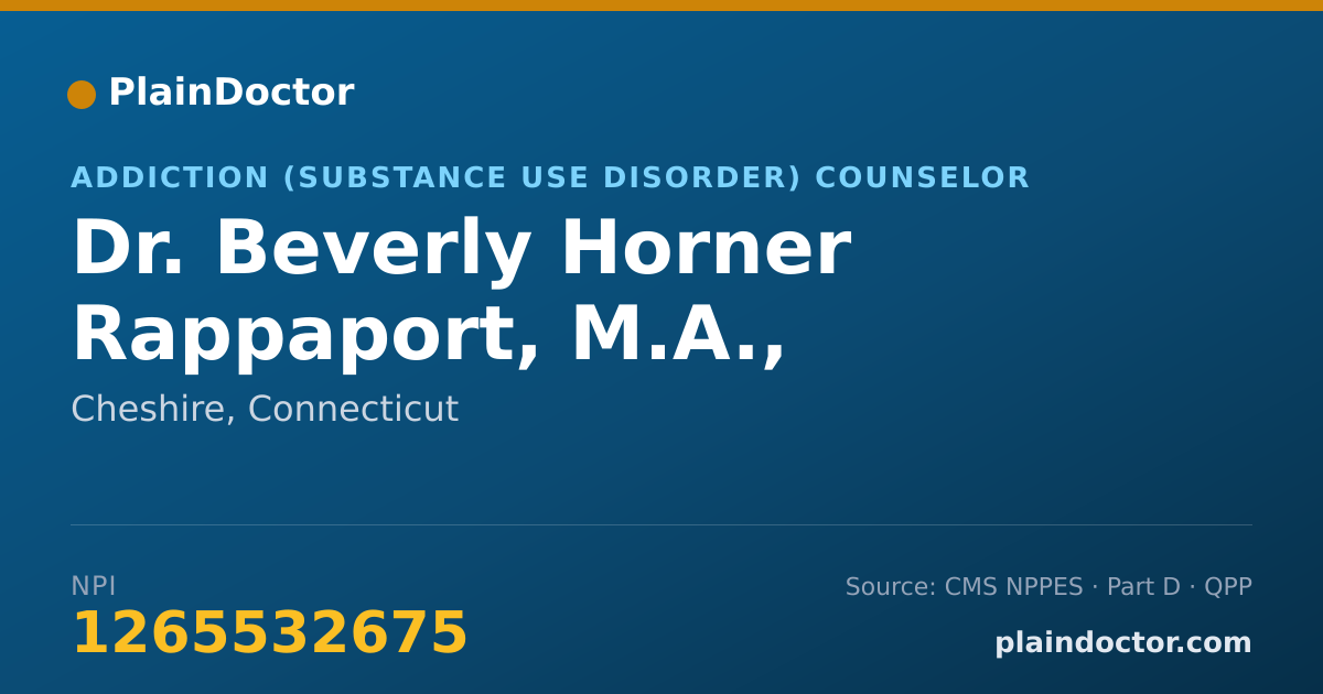 Shareable card for Beverly Horner Rappaport, M.A., L.A.D.C. - Addiction (Substance Use Disorder) Counselor, Cheshire, CT