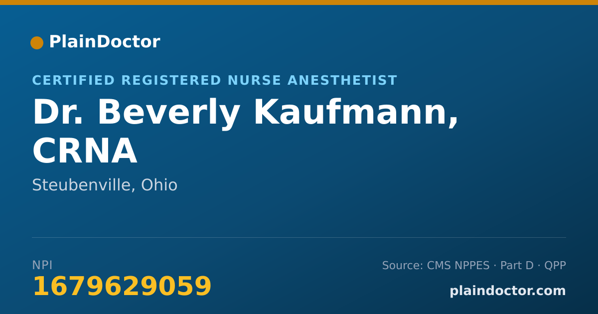 Shareable card for Beverly Kaufmann, CRNA - Certified Registered Nurse Anesthetist, Steubenville, OH
