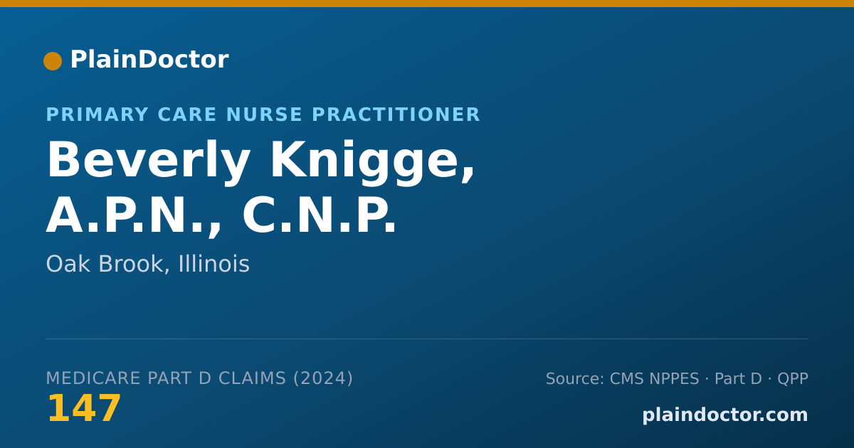 Shareable card for Beverly Knigge, A.P.N., C.N.P. - Primary Care Nurse Practitioner, Oak Brook, IL