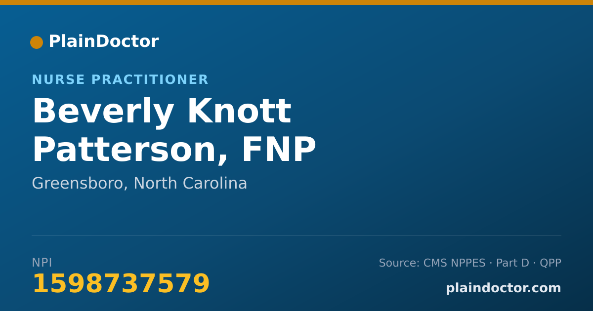 Shareable card for Beverly Knott Patterson, FNP - Nurse Practitioner, Greensboro, NC