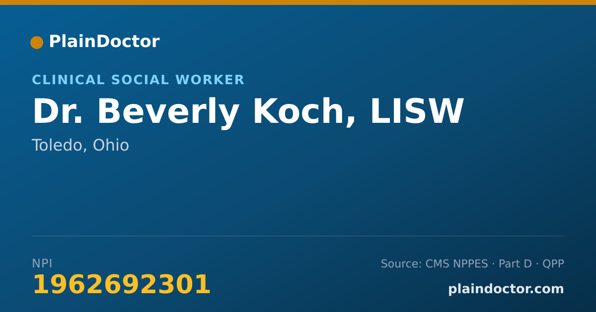 Shareable card for Beverly Koch, LISW - Clinical Social Worker, Toledo, OH