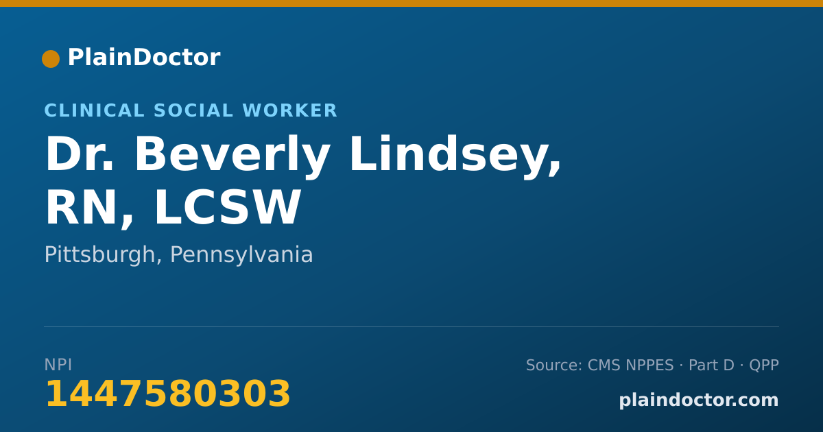 Shareable card for Beverly Lindsey, RN, LCSW - Clinical Social Worker, Pittsburgh, PA