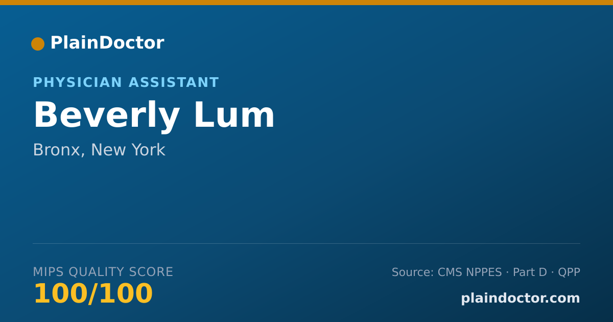 Shareable card for Beverly Lum - Physician Assistant, Bronx, NY