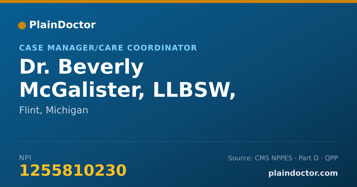 Shareable card for Beverly McGalister, LLBSW, QMHP - Case Manager/Care Coordinator, Flint, MI