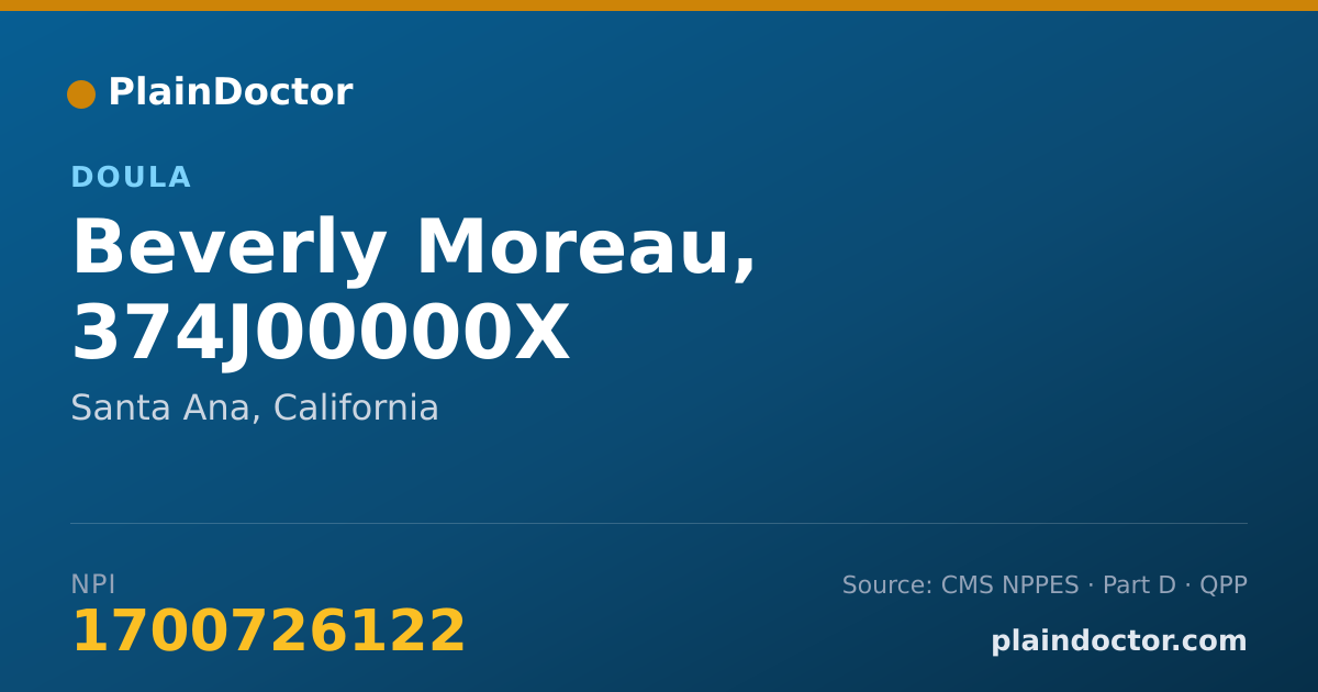 Shareable card for Beverly Moreau, 374J00000X - Doula, Santa Ana, CA