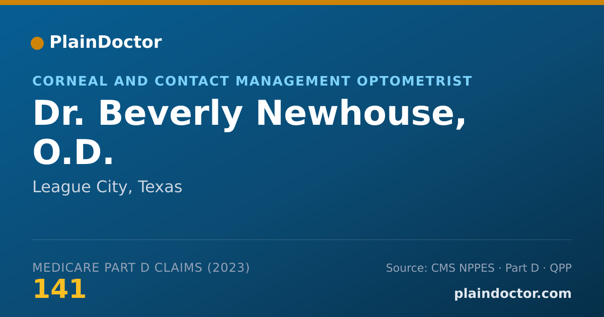 Shareable card for Beverly Newhouse, O.D. - Corneal and Contact Management Optometrist, League City, TX