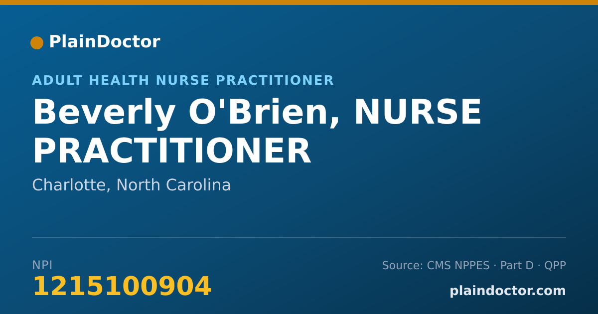 Shareable card for Beverly O'Brien, NURSE PRACTITIONER - Adult Health Nurse Practitioner, Charlotte, NC