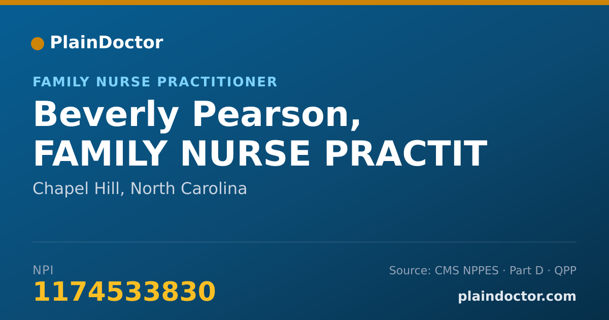Shareable card for Beverly Pearson, FAMILY NURSE PRACTIT - Family Nurse Practitioner, Chapel Hill, NC