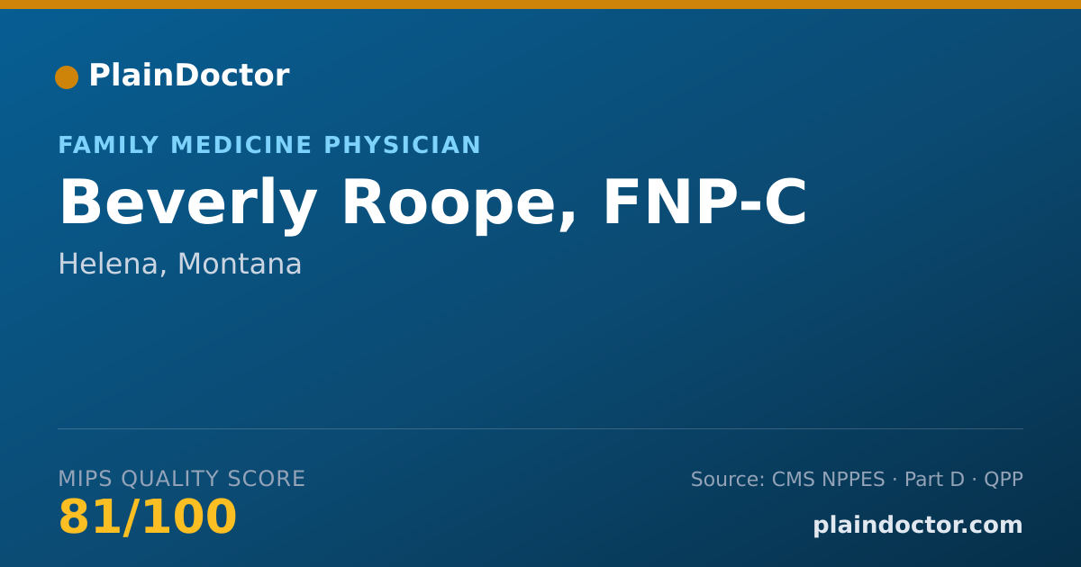 Shareable card for Beverly Roope, FNP-C - Family Medicine Physician, Helena, MT
