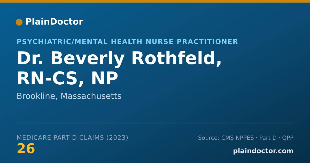 Shareable card for Beverly Rothfeld, RN-CS, NP - Psychiatric/Mental Health Nurse Practitioner, Brookline, MA