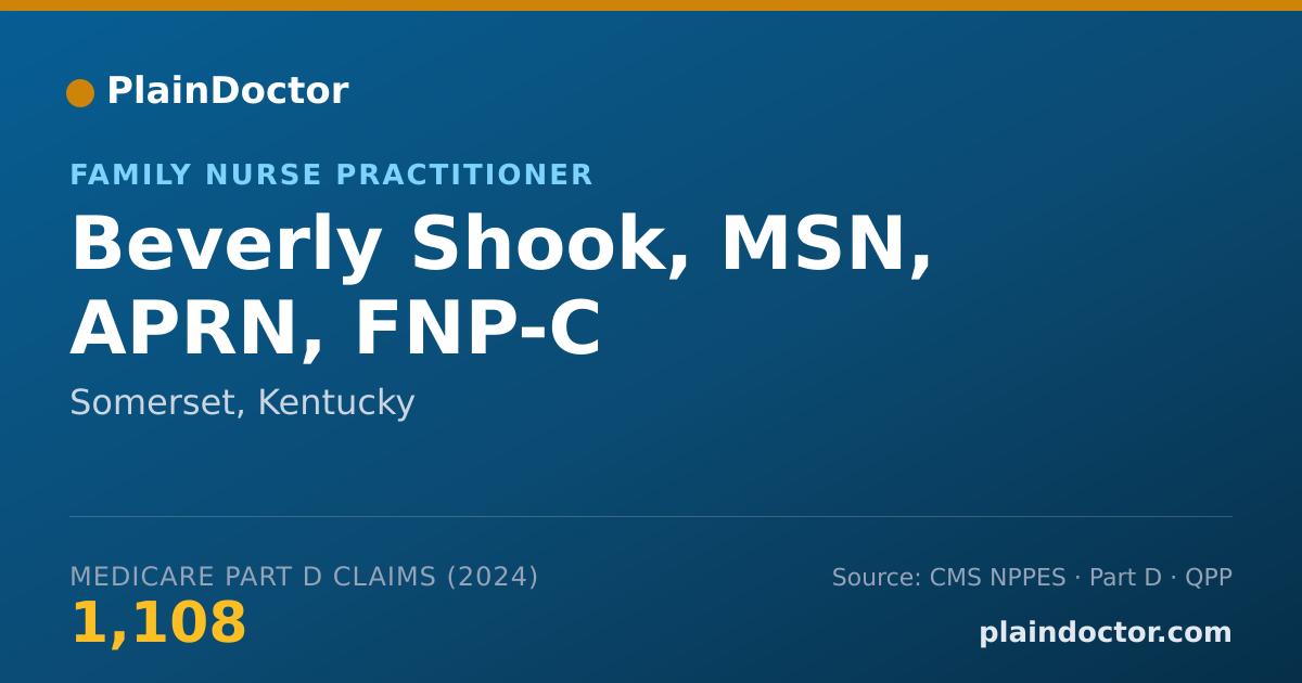 Shareable card for Beverly Shook, MSN, APRN, FNP-C - Family Nurse Practitioner, Somerset, KY