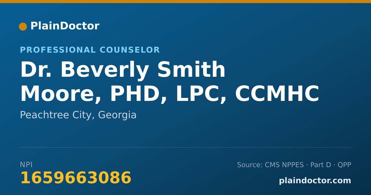 Shareable card for Beverly Smith Moore, PHD, LPC, CCMHC - Military Health Care Provider, Peachtree City, GA