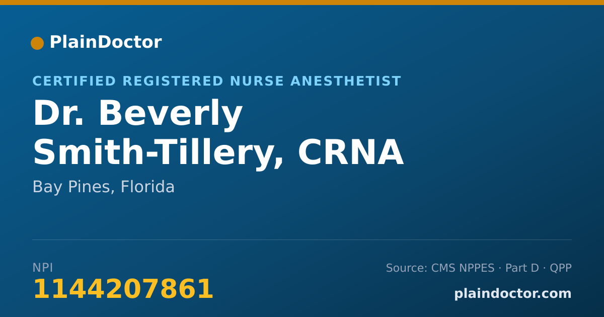 Shareable card for Beverly Smith-Tillery, CRNA - Certified Registered Nurse Anesthetist, Bay Pines, FL