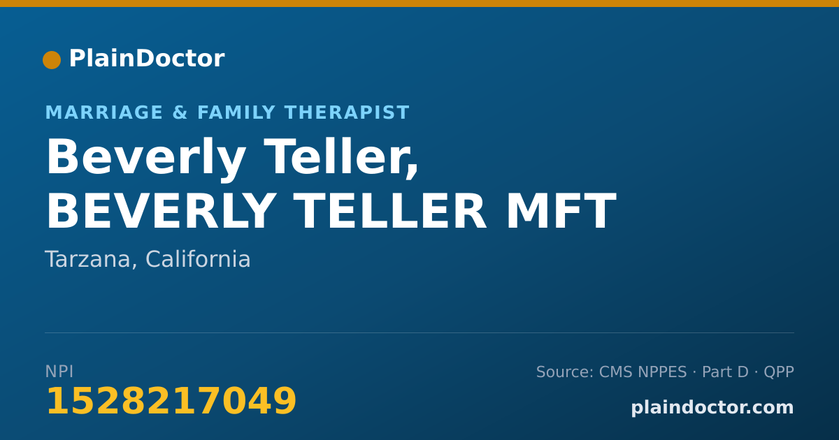 Shareable card for Beverly Teller, BEVERLY TELLER MFT - Marriage & Family Therapist, Tarzana, CA