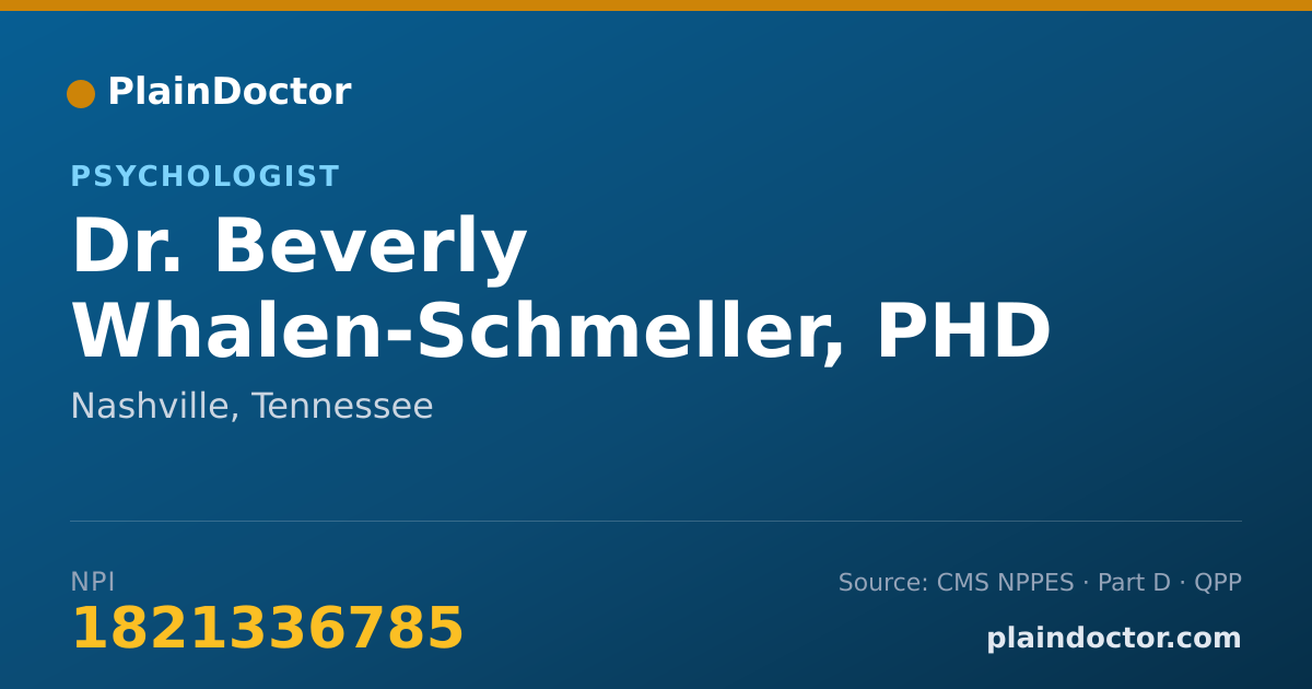 Shareable card for Beverly Whalen-Schmeller, PHD - Psychologist, Nashville, TN