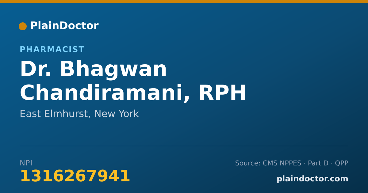 Shareable card for Bhagwan Chandiramani, RPH - Pharmacist, East Elmhurst, NY