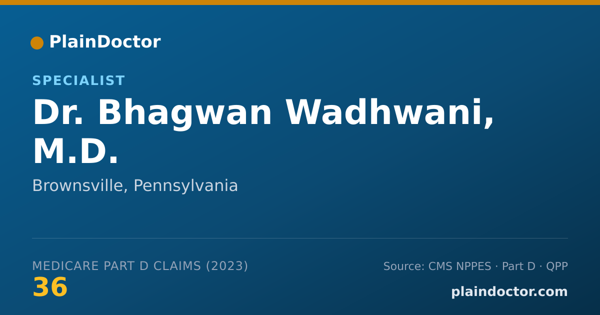 Shareable card for Bhagwan Wadhwani, M.D. - Specialist, Brownsville, PA