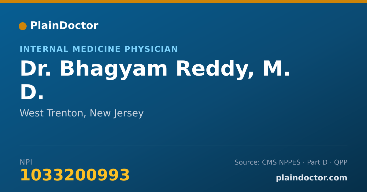 Shareable card for Bhagyam Reddy, M. D. - Internal Medicine Physician, West Trenton, NJ
