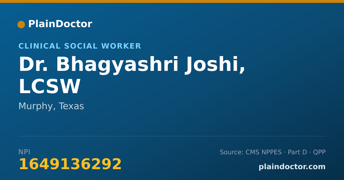 Shareable card for Bhagyashri Joshi, LCSW - Clinical Social Worker, Murphy, TX