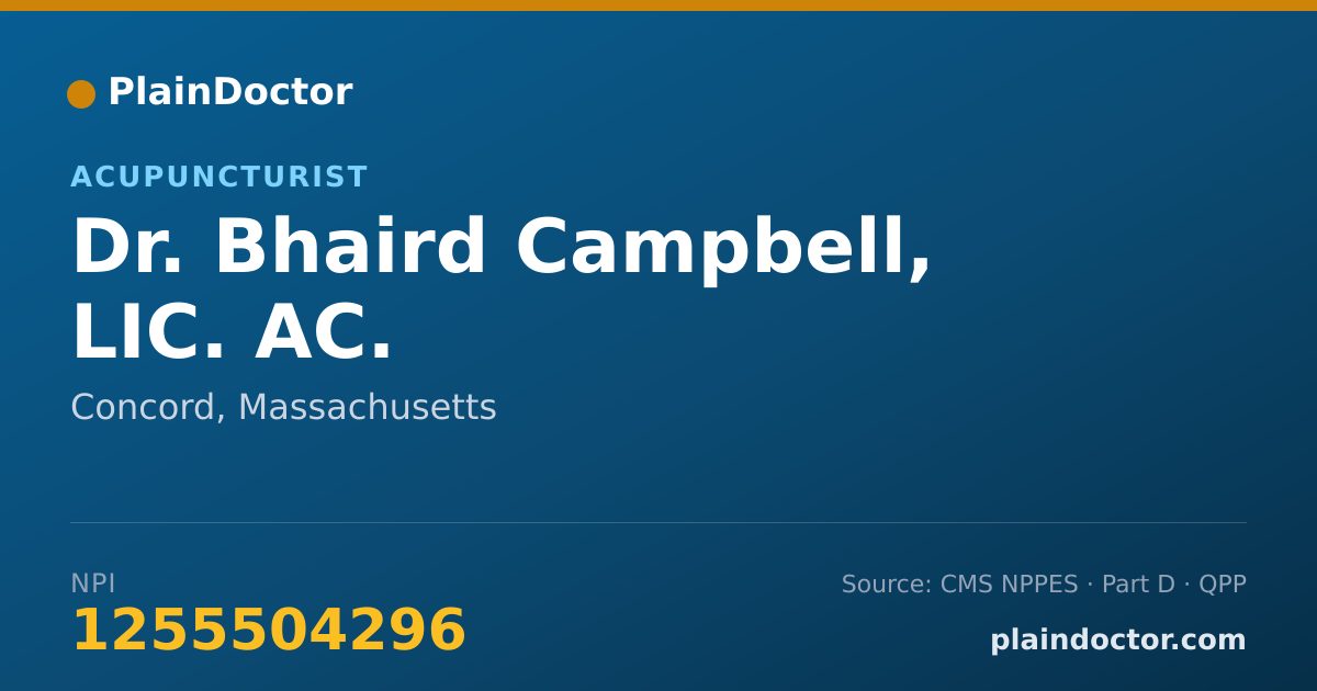 Shareable card for Bhaird Campbell, LIC. AC. - Acupuncturist, Concord, MA