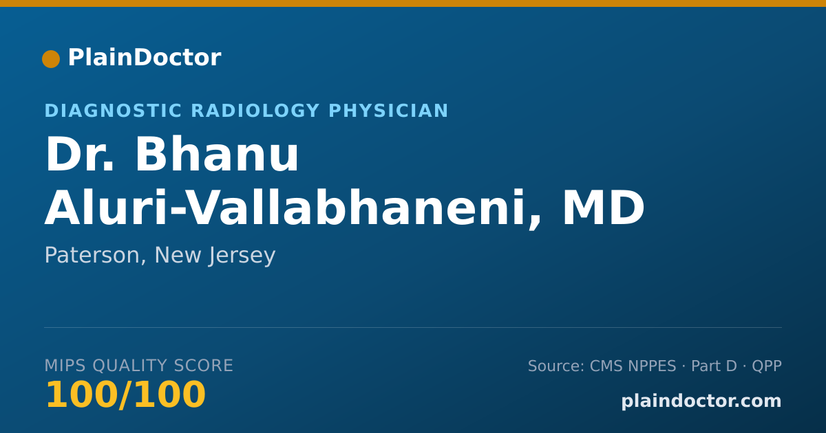 Shareable card for Bhanu Aluri-Vallabhaneni, MD - Diagnostic Radiology Physician, Paterson, NJ