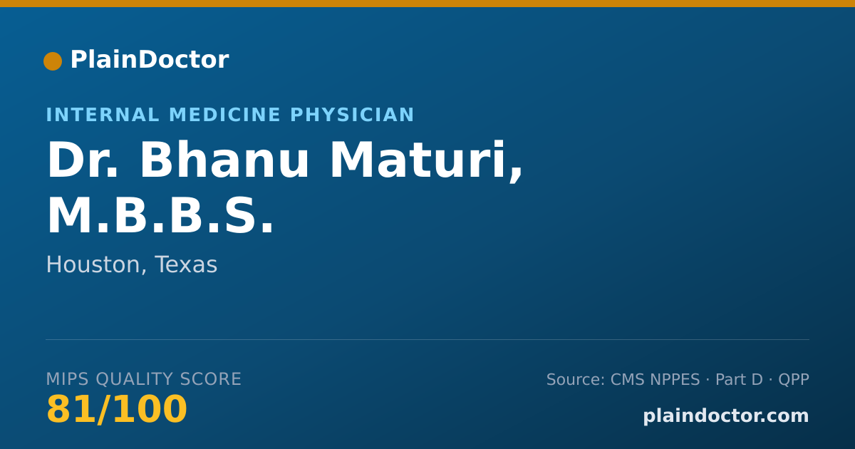 Shareable card for Bhanu Maturi, M.B.B.S. - Internal Medicine Physician, Houston, TX