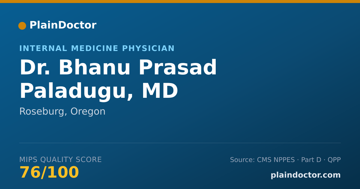 Shareable card for Bhanu Prasad Paladugu, MD - Internal Medicine Physician, Roseburg, OR