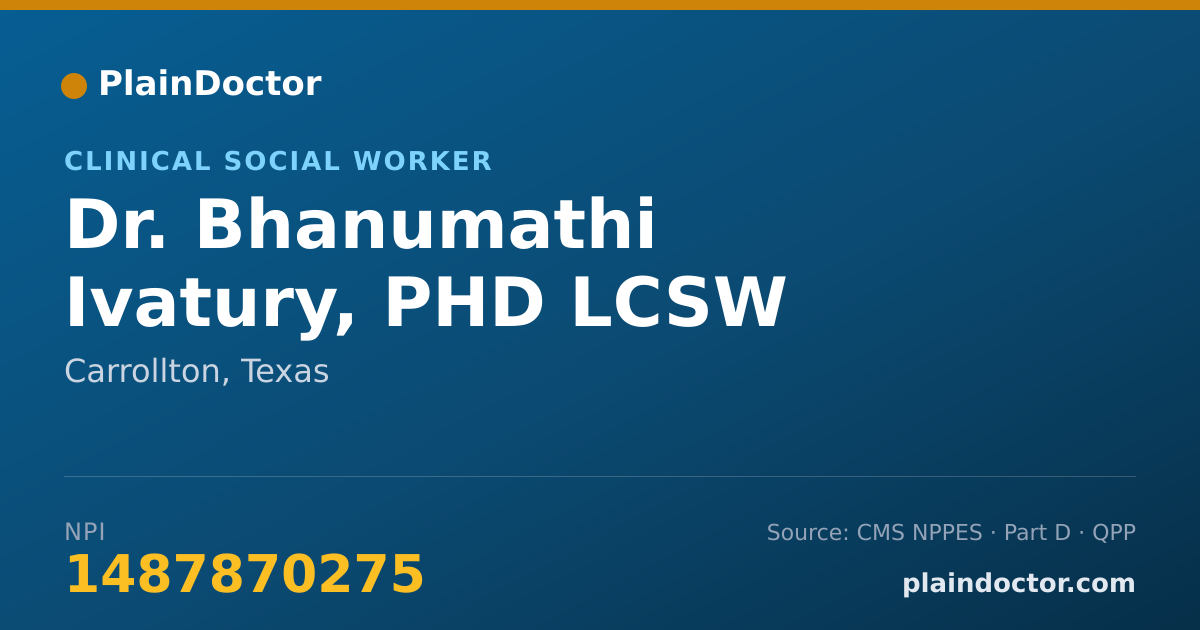 Shareable card for Bhanumathi Ivatury, PHD LCSW - Clinical Social Worker, Carrollton, TX