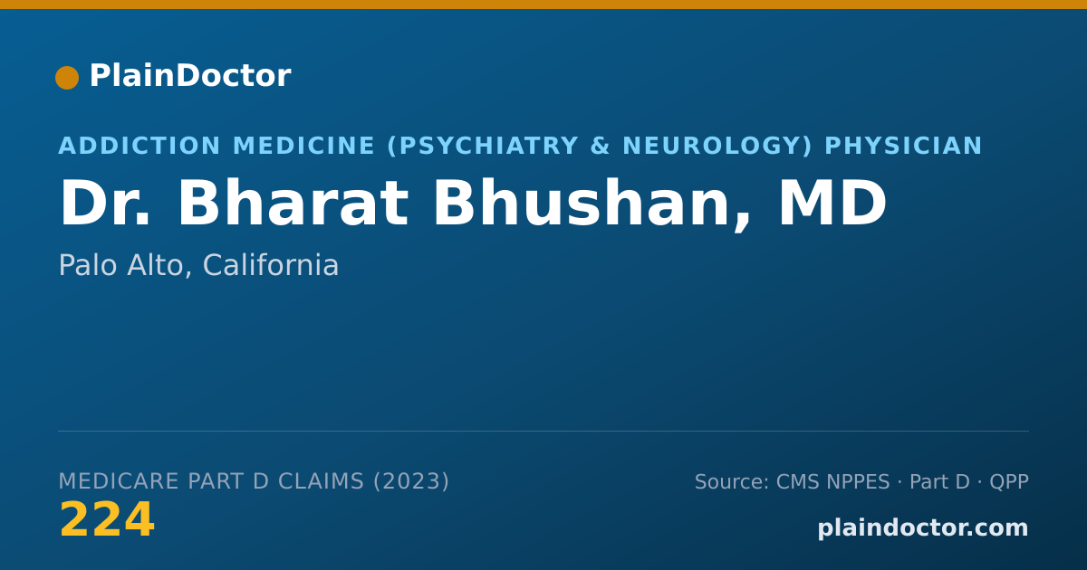 Shareable card for Bharat Bhushan, MD - Addiction Medicine (Psychiatry & Neurology) Physician, Palo Alto, CA